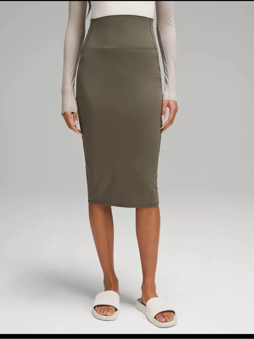 Lululemon Nulu Slim Fit High Rise Skirt Olive Green size 8 - Picture 2 of 12
